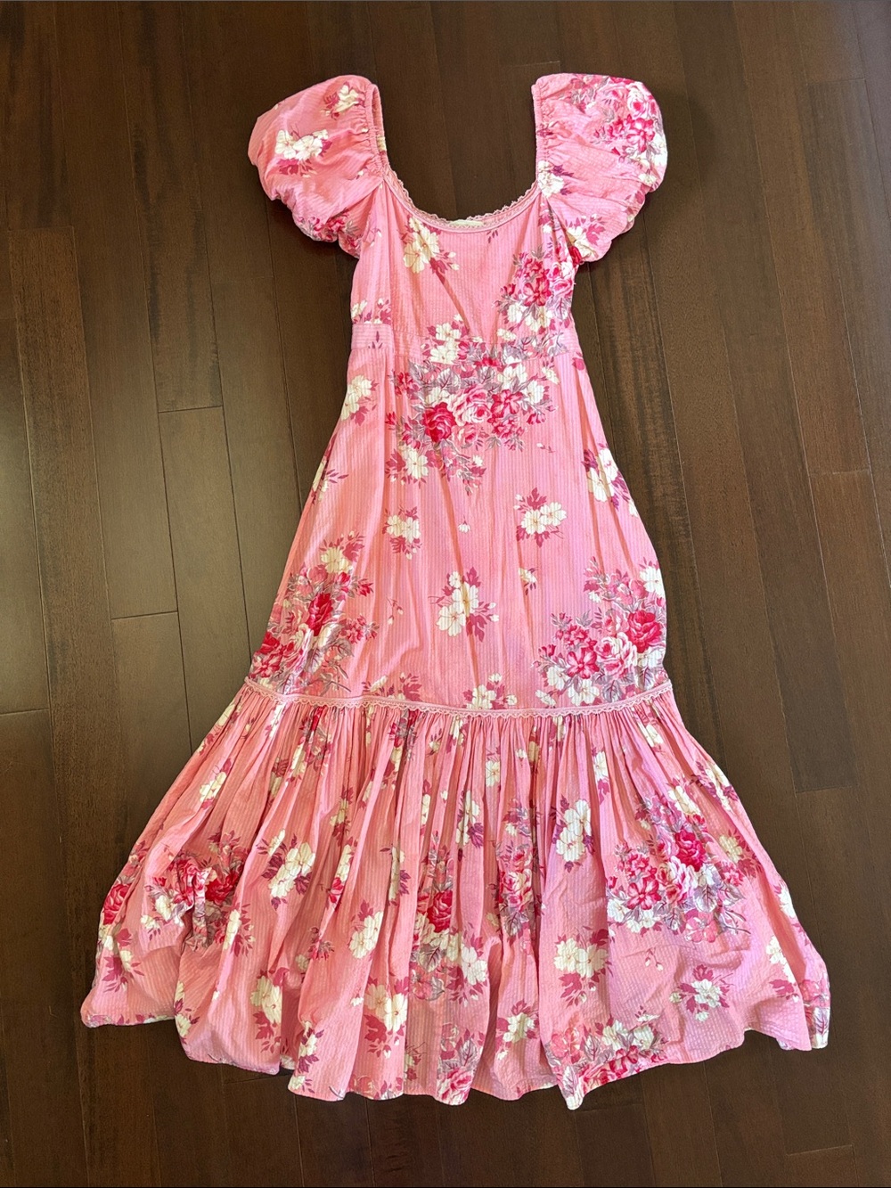 LoveShackFancy Pink Floral Maxi Dress